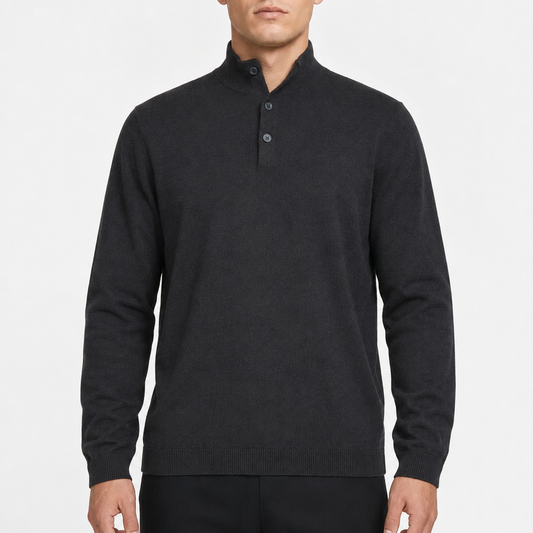 Schwarzer John Ashford Merino Mockneck Pullover in Studioansicht