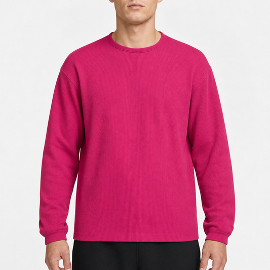 Headliners Rippstrick-Kurzarmshirt Magenta L, Studioaufnahme am Modell