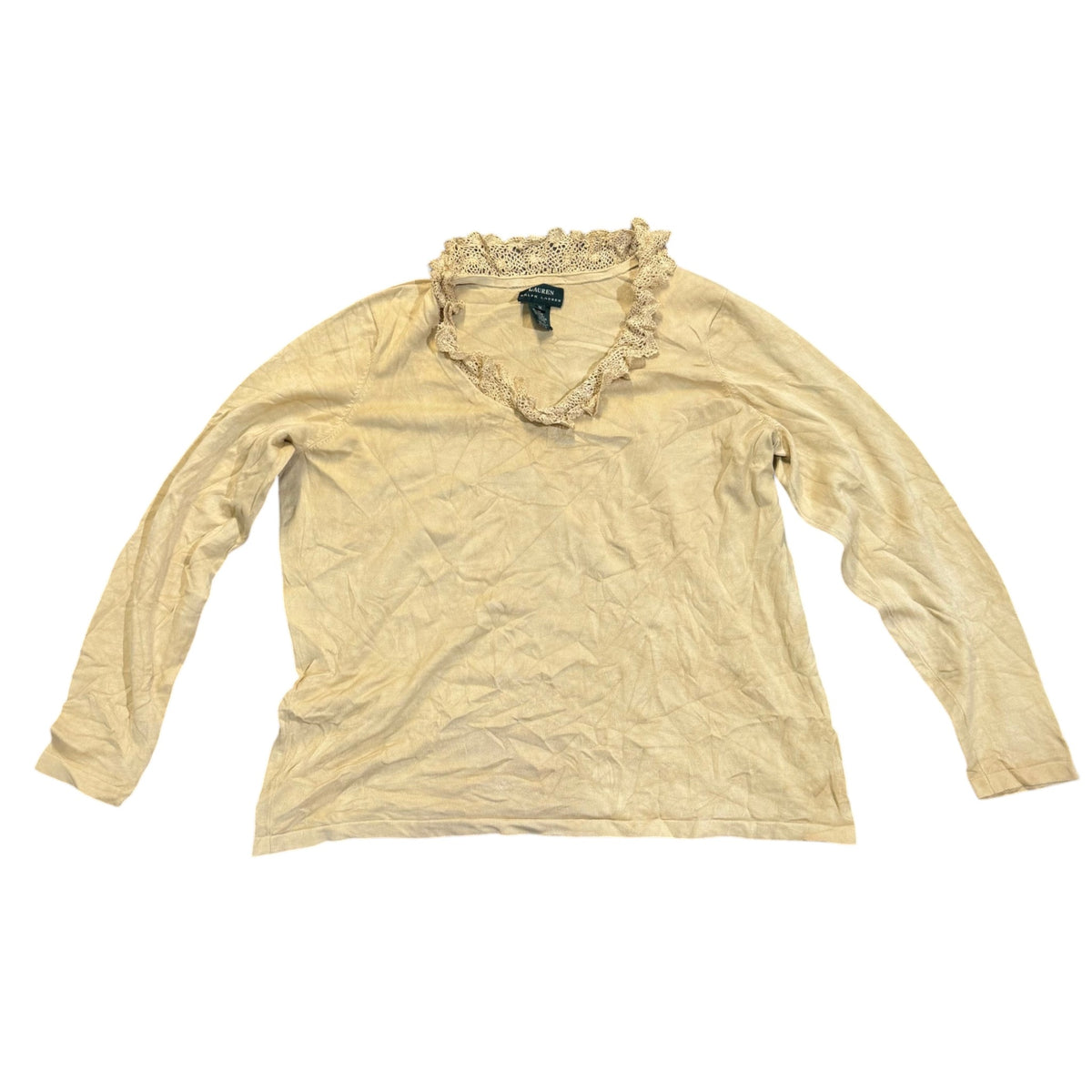 Lauren Ralph Lauren Spitzenpullover aus Seidenmix — Creme · 1X – Vorderansicht