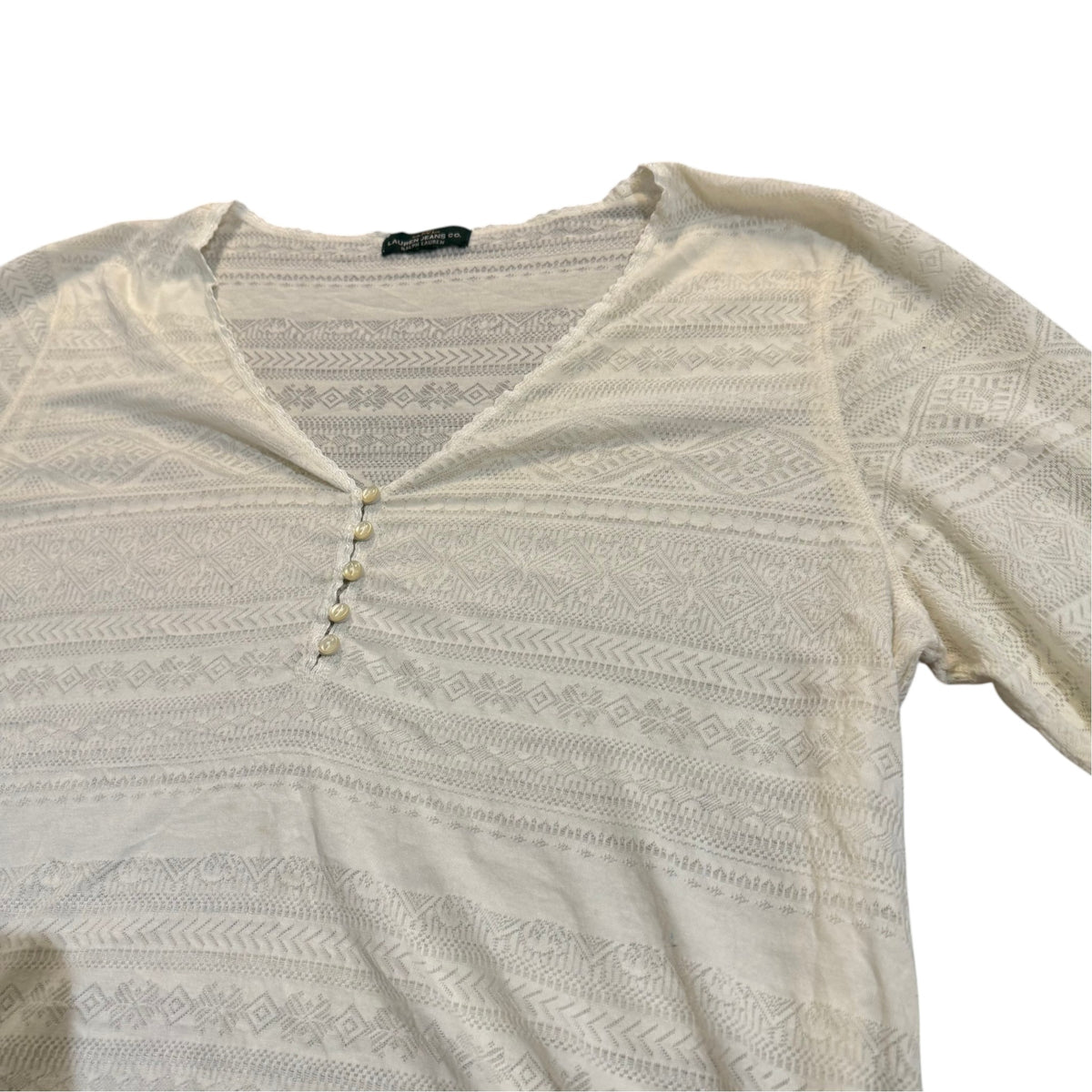 Lauren Jeans Co. Strukturstrickpullover — Creme · Größe Unbekannt – Detailansicht