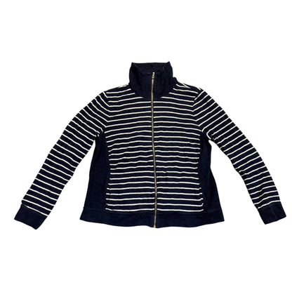 Lauren Ralph Lauren gestreifter Half-Zip-Pullover — Navy/Creme · L – Vorderansicht