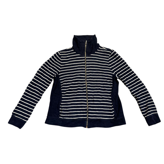 Lauren Ralph Lauren gestreifter Half-Zip-Pullover — Navy/Creme · L – Vorderansicht