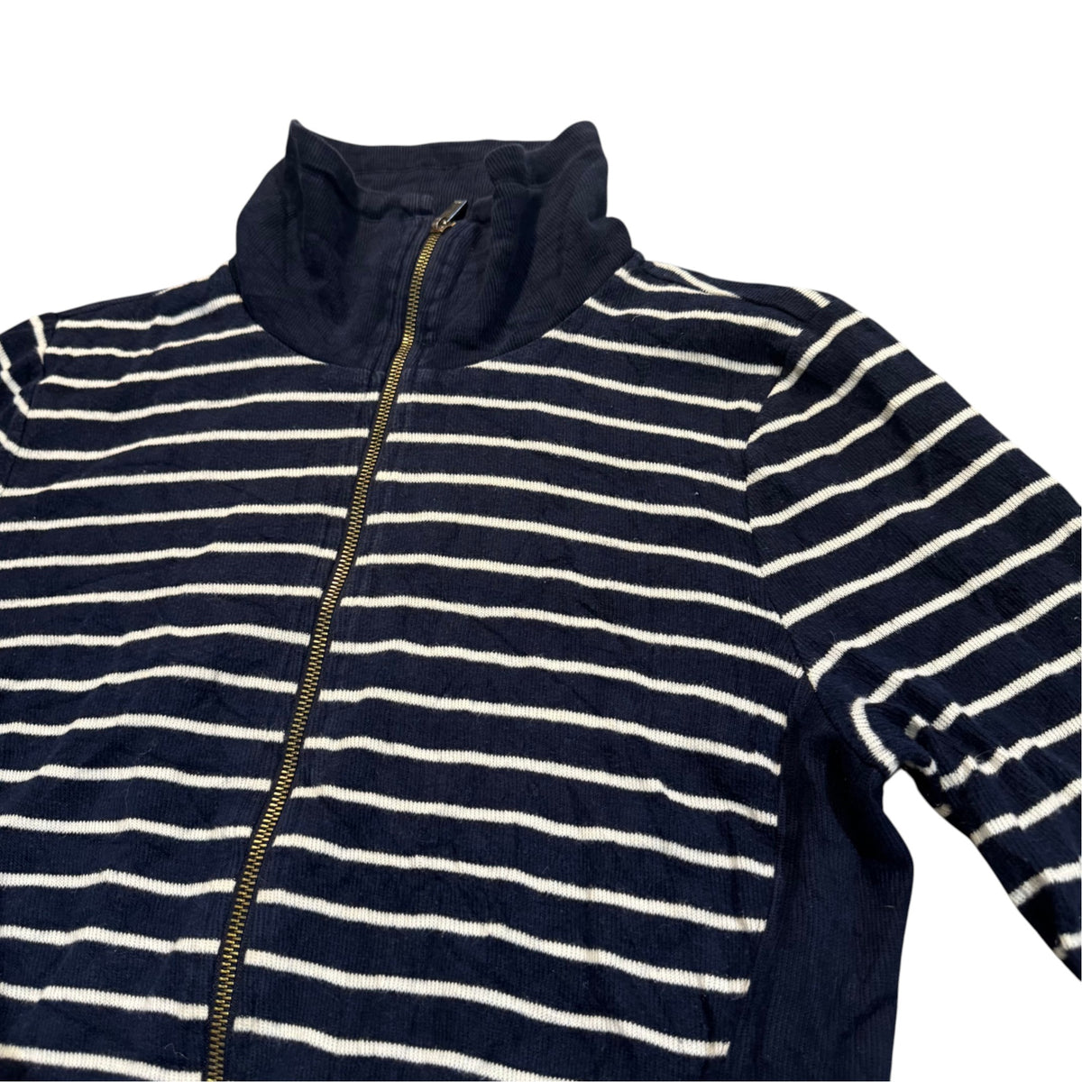 Lauren Ralph Lauren gestreifter Half-Zip-Pullover — Navy/Creme · L – Detailansicht