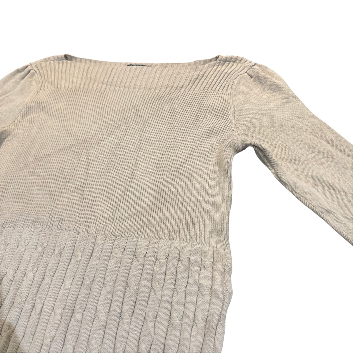 Lauren Ralph Lauren langes Strickkleid — Creme · Größe Unbekannt – Detailansicht
