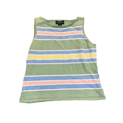 Lauren Ralph Lauren Petite gestreiftes Stricktop — Grün/Mehrfarbig · M (Petite) – Vorderansicht