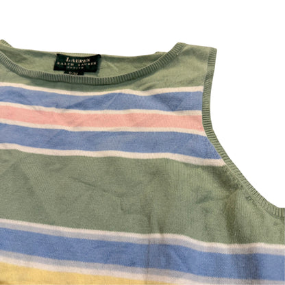 Lauren Ralph Lauren Petite gestreiftes Stricktop — Grün/Mehrfarbig · M (Petite) – Detailansicht