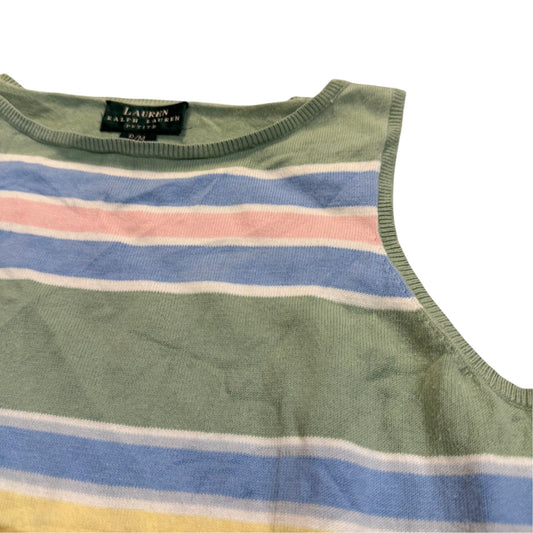 Lauren Ralph Lauren Petite gestreiftes Stricktop — Grün/Mehrfarbig · M (Petite) – Detailansicht