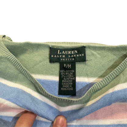 Lauren Ralph Lauren Petite gestreiftes Stricktop — Grün/Mehrfarbig · M (Petite) – Etikett/Detail