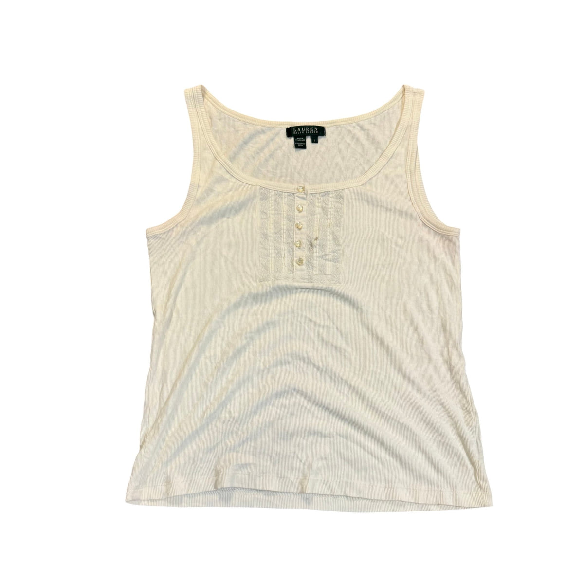 Lauren Ralph Lauren ärmelloser Strickpullunder mit Knopfleiste — Creme · L – Vorderansicht