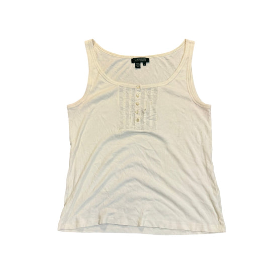 Lauren Ralph Lauren ärmelloser Strickpullunder mit Knopfleiste — Creme · L – Vorderansicht