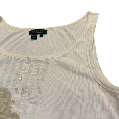 Lauren Ralph Lauren ärmelloser Strickpullunder mit Knopfleiste — Creme · L – Detailansicht