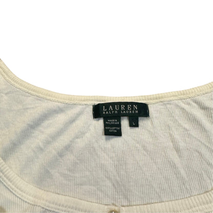 Lauren Ralph Lauren ärmelloser Strickpullunder mit Knopfleiste — Creme · L – Etikett/Detail