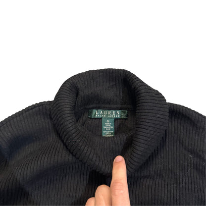 Lauren Ralph Lauren Rippstrickpullover mit Rollkragen — Schwarz · M – Etikett/Detail