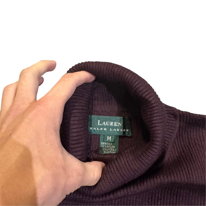 Lauren Ralph Lauren Seidenmix-Rollkragenpullover — Bordeaux · M – Etikett/Detail