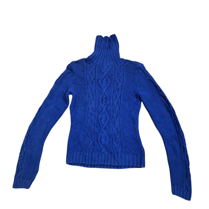 Lauren Ralph Lauren Zopfstrickpullover mit hohem Kragen — Kobaltblau · L – Vorderansicht