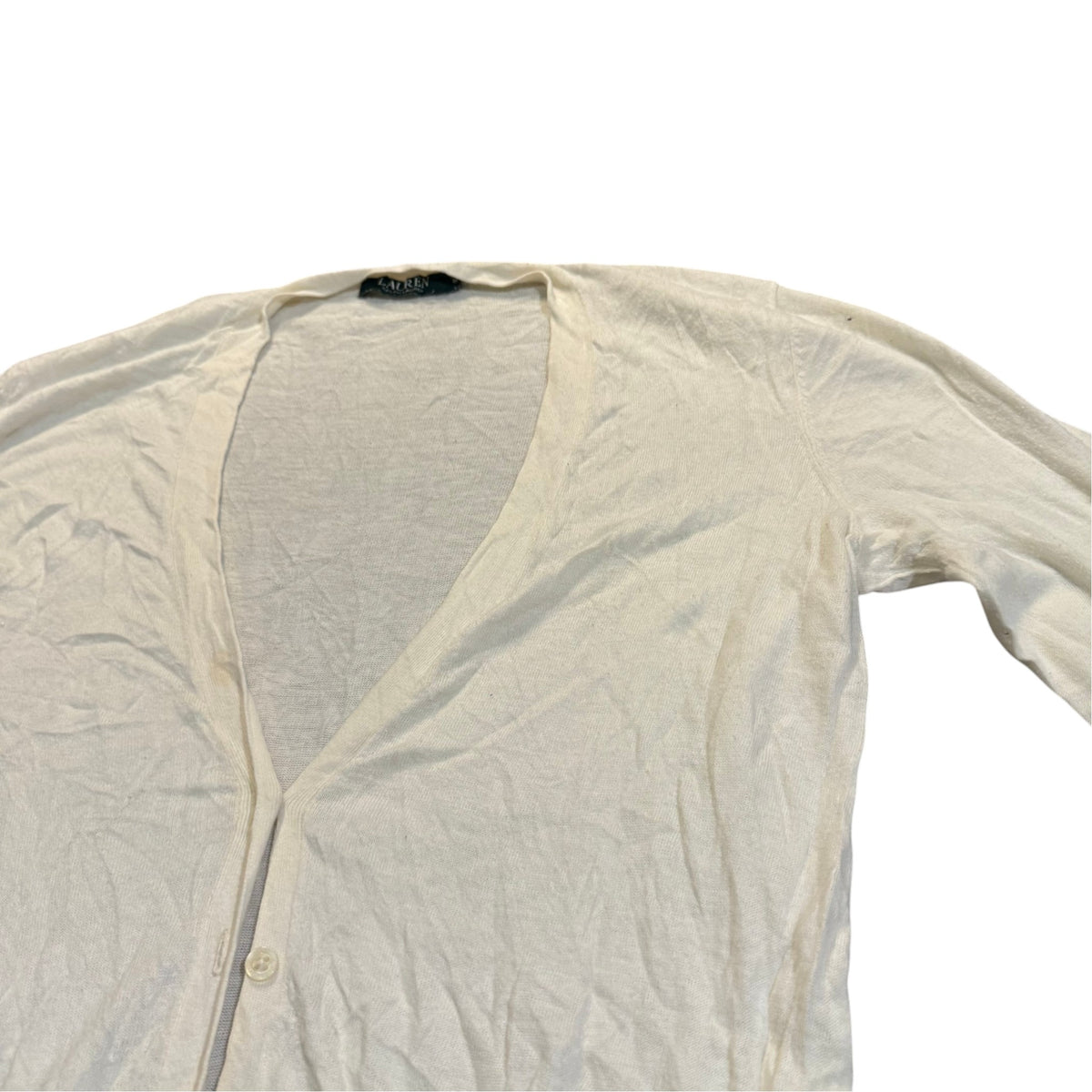 Lauren Ralph Lauren Strickjacke mit Knopfleiste — Creme · M – Detailansicht