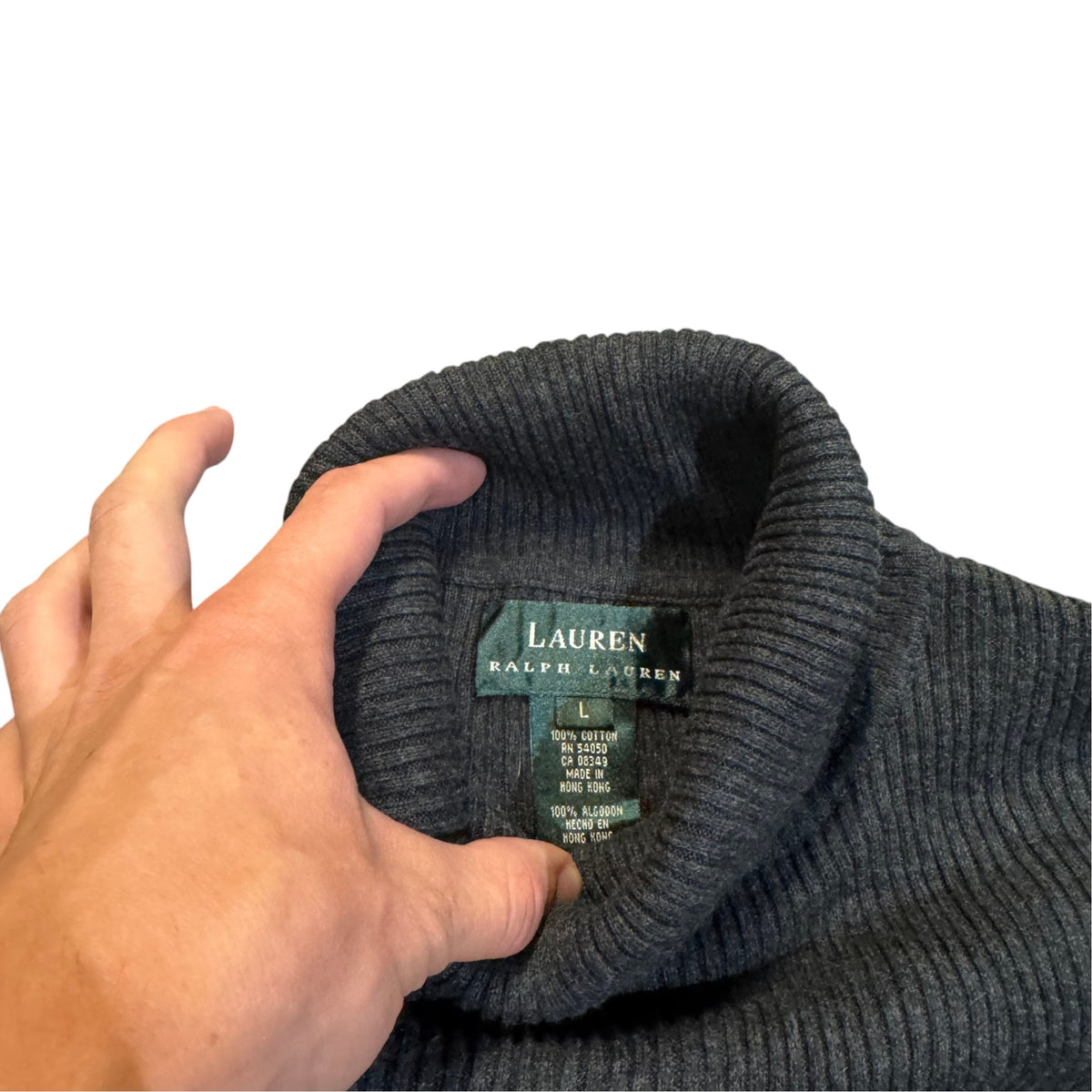 Lauren Ralph Lauren Baumwollpullover mit kurzem Reißverschluss — Anthrazit · L – Etikett/Detail
