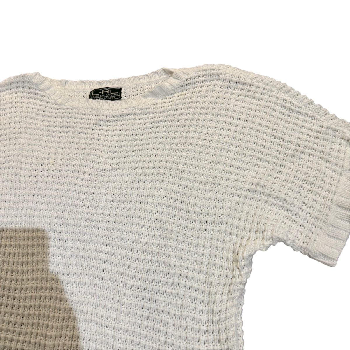 Lauren Active Kurzarm-Strickpullover — Creme · Größe Unbekannt – Detailansicht