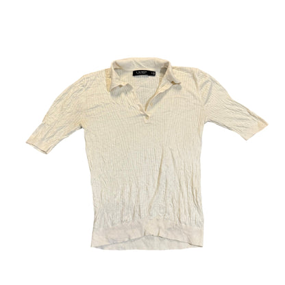 Lauren Ralph Lauren Kurzarm-Strickpolo — Creme · S (Petite) – Vorderansicht