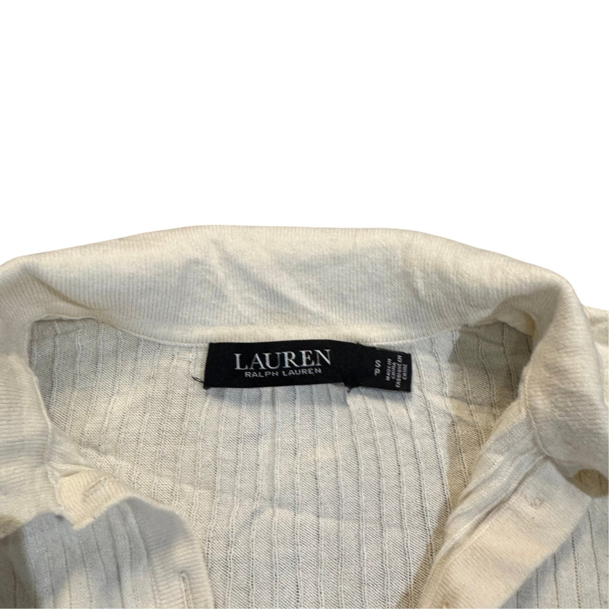 Lauren Ralph Lauren Kurzarm-Strickpolo — Creme · S (Petite) – Etikett/Detail