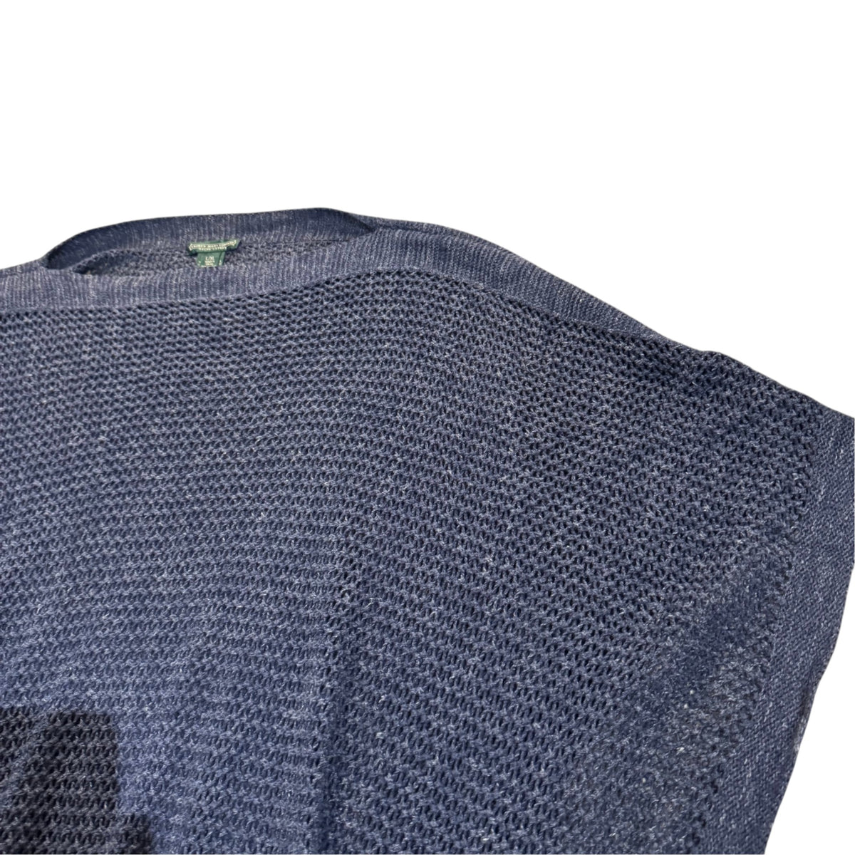 Lauren Jeans Co. Kurzarm-Stricktop mit Fransensaum — Navy · L/XL – Detailansicht