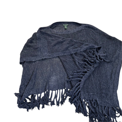 Lauren Jeans Co. Kurzarm-Stricktop mit Fransensaum — Navy · L/XL – Etikett/Detail