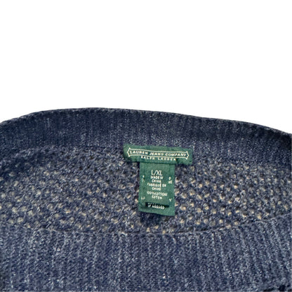 Lauren Jeans Co. Kurzarm-Stricktop mit Fransensaum — Navy · L/XL – Detailansicht