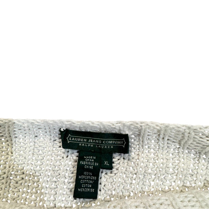 Lauren Jeans Co. Baumwoll-Zopfstrickpullover — Creme · XL – Etikett/Detail