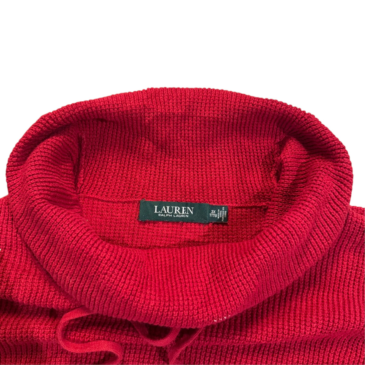 Lauren Ralph Lauren Rippstrickpullover — Rot · 3X – Etikett/Detail
