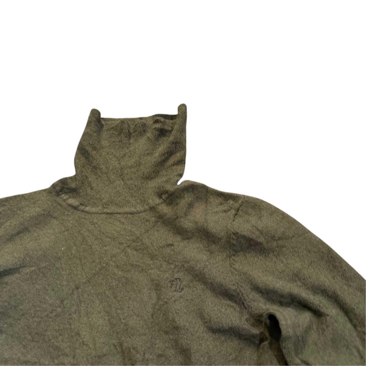 Lauren Ralph Lauren Merino-Baumwollpullover — Olivgrau · S – Detailansicht