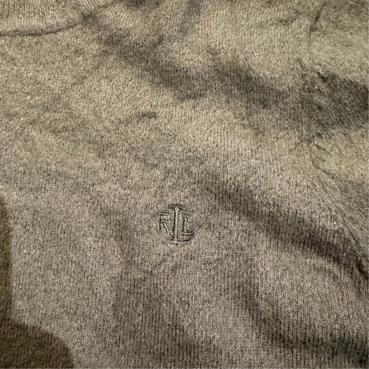 Lauren Ralph Lauren Merino-Baumwollpullover — Olivgrau · S – Detailansicht
