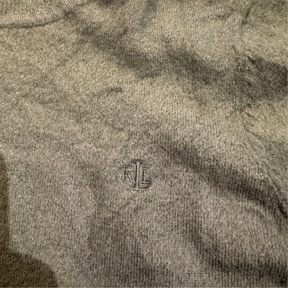 Lauren Ralph Lauren Merino-Baumwollpullover — Olivgrau · S – Detailansicht