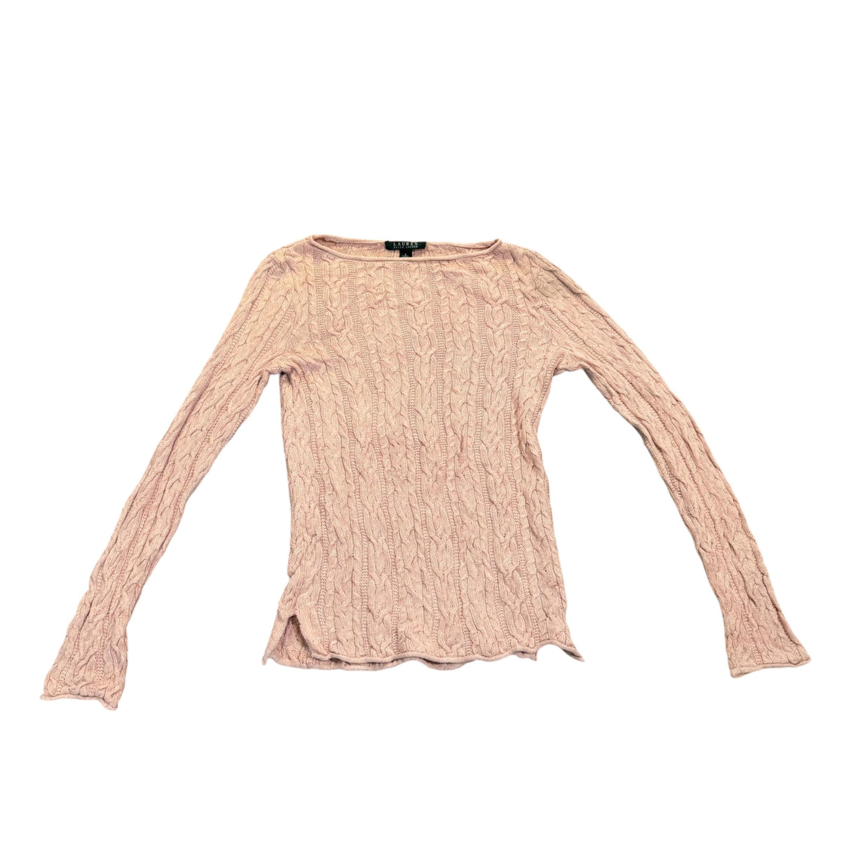 Lauren Ralph Lauren Baumwoll-Zopfstrickpullover — Rosé · S – Vorderansicht