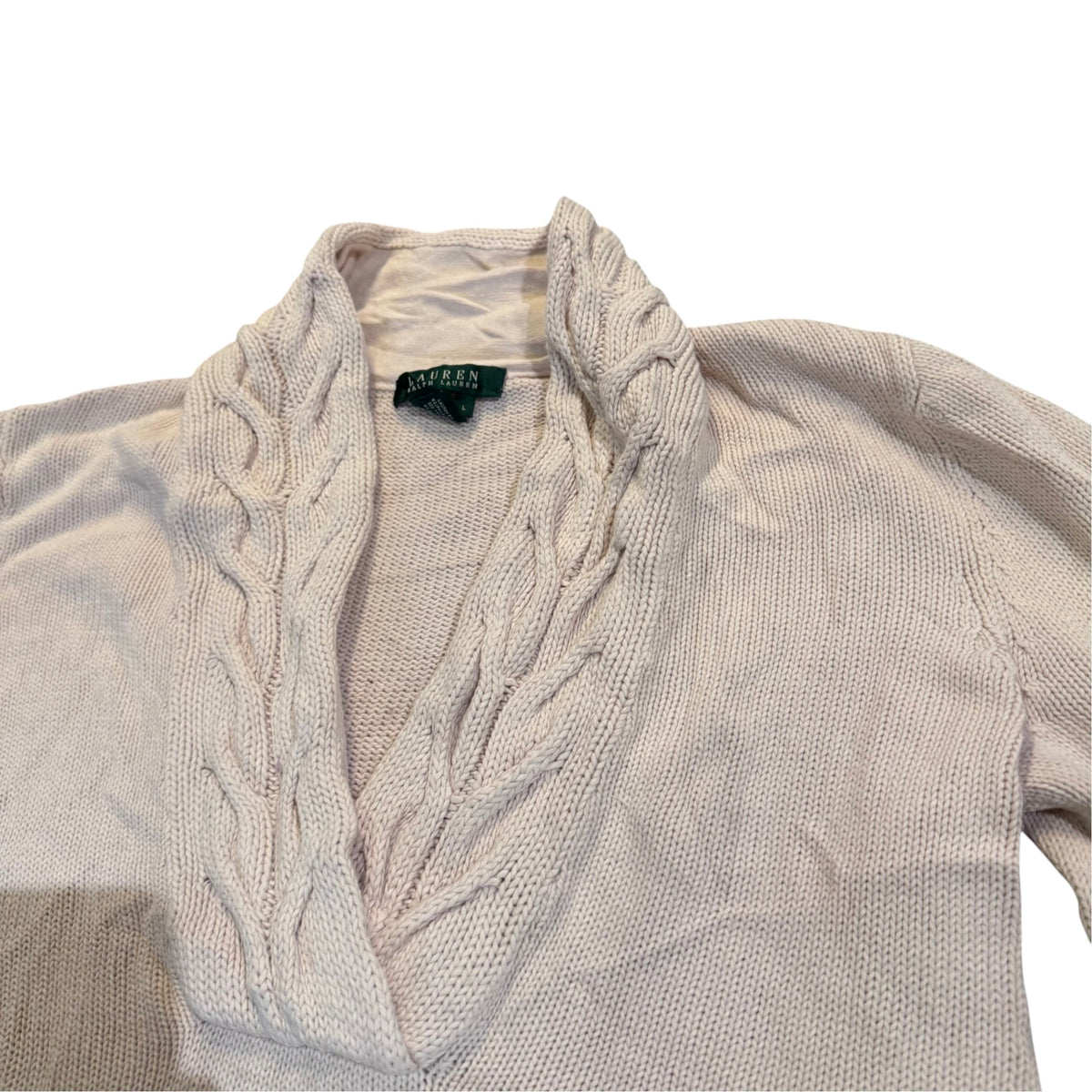 Lauren Ralph Lauren Strukturstrickpullover — Creme · L – Detailansicht