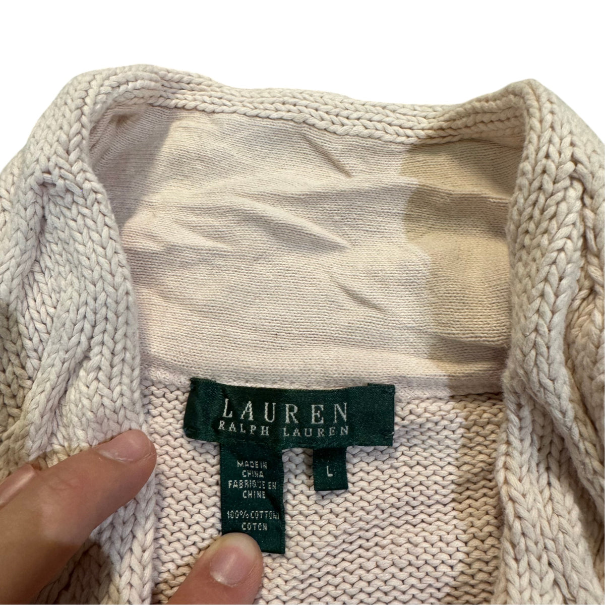 Lauren Ralph Lauren Strukturstrickpullover — Creme · L – Etikett/Detail