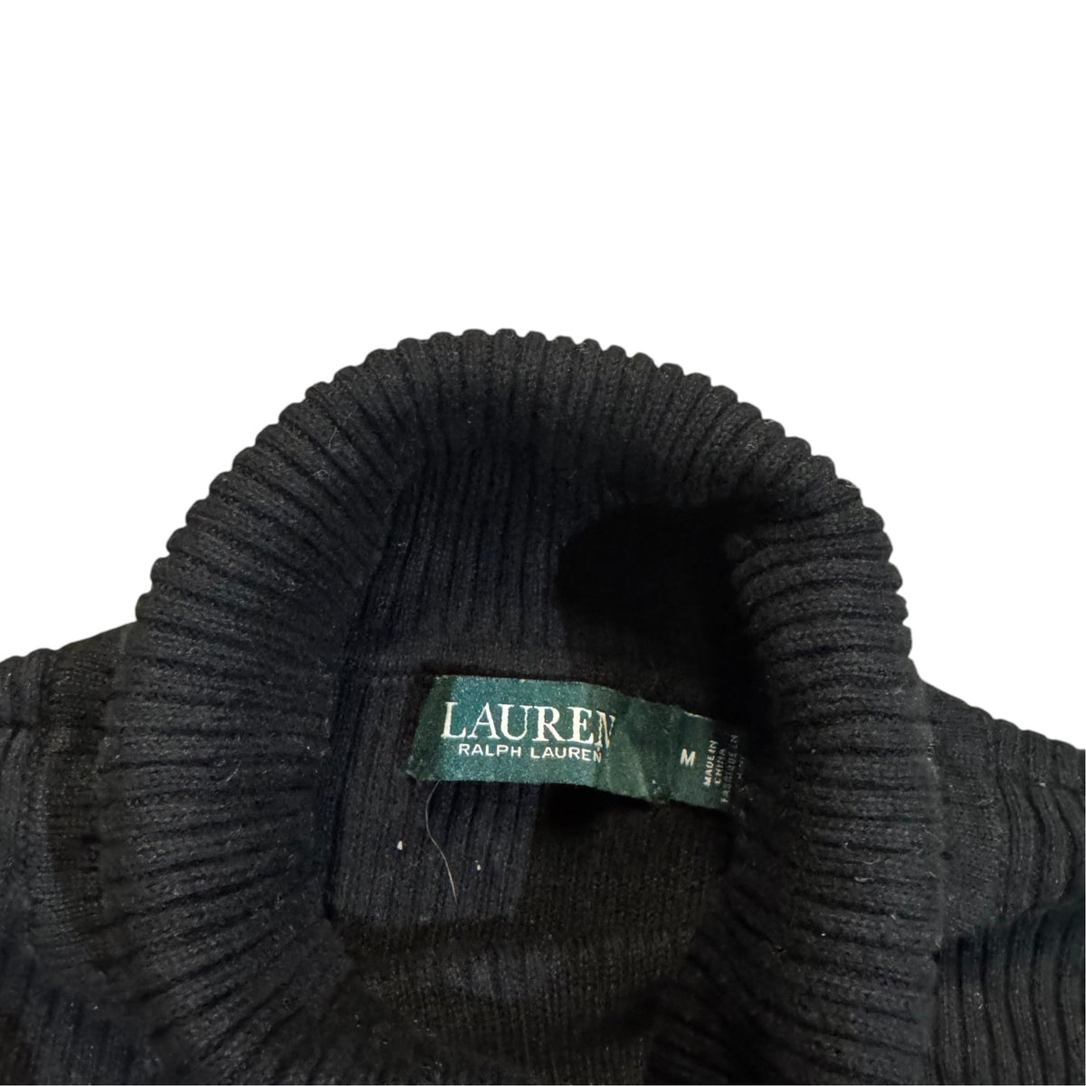 Lauren Ralph Lauren Rippstrickpullover mit Rollkragen — Anthrazit · M – Etikett/Detail