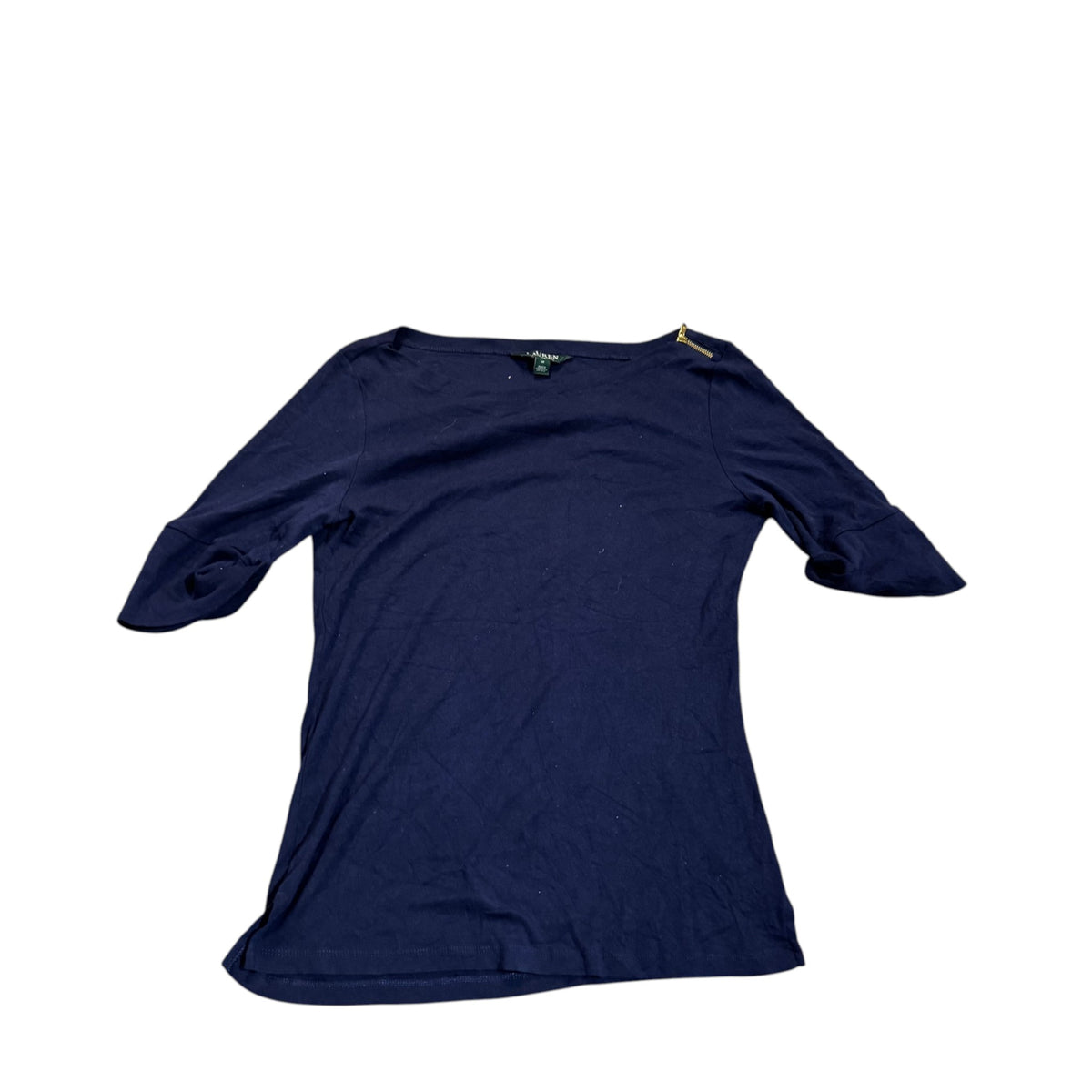 Lauren Ralph Lauren Kurzarm-Stricktop — Navy · M – Vorderansicht