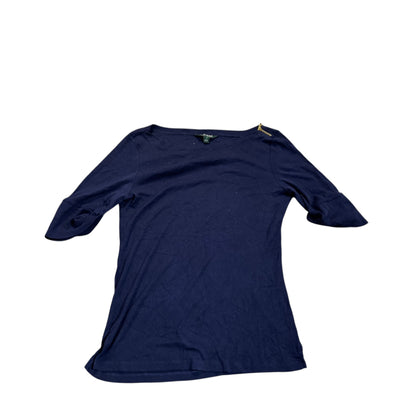 Lauren Ralph Lauren Kurzarm-Stricktop — Navy · M – Vorderansicht