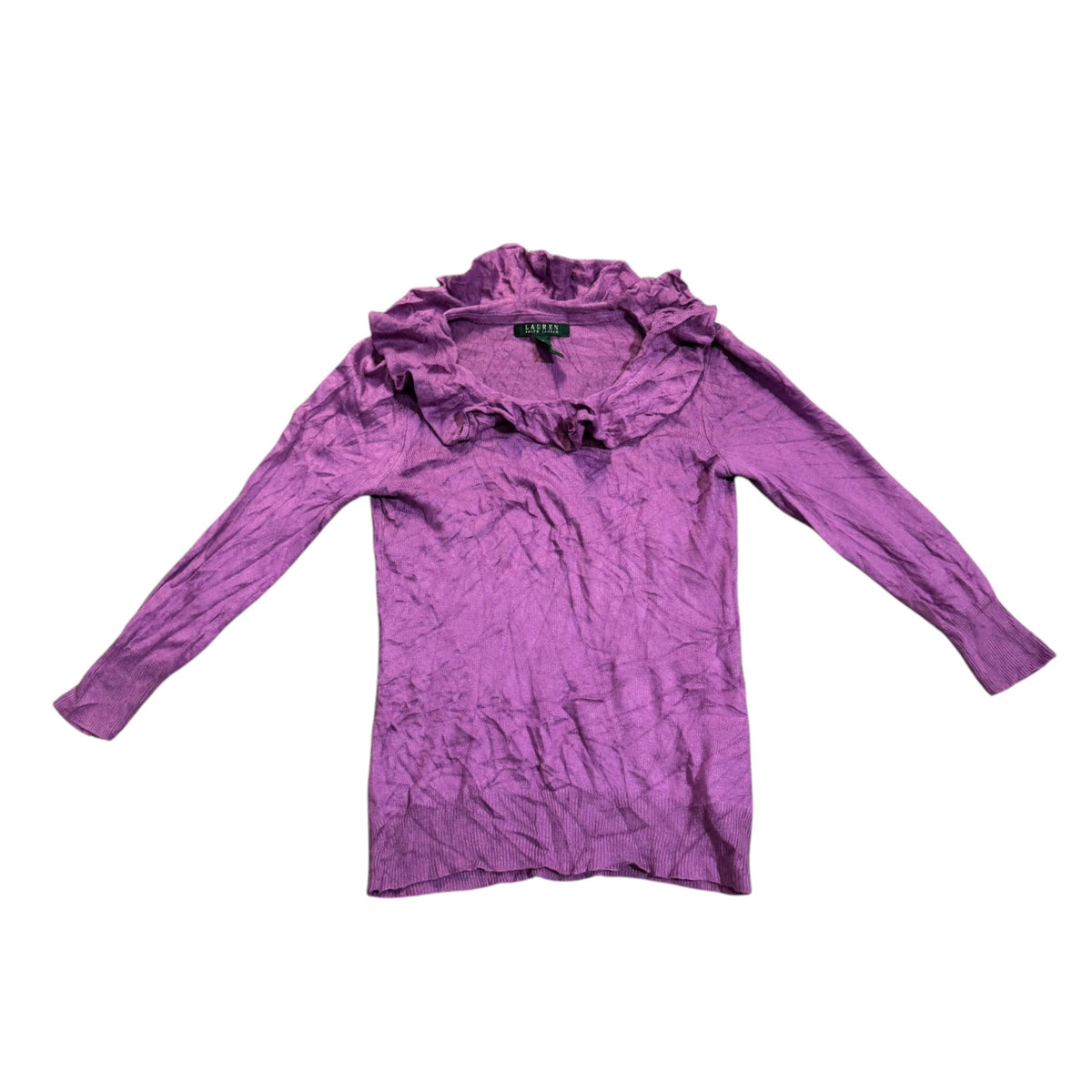 Lauren Ralph Lauren Rüschen-Rollkragenpullover — Lila · XS – Vorderansicht