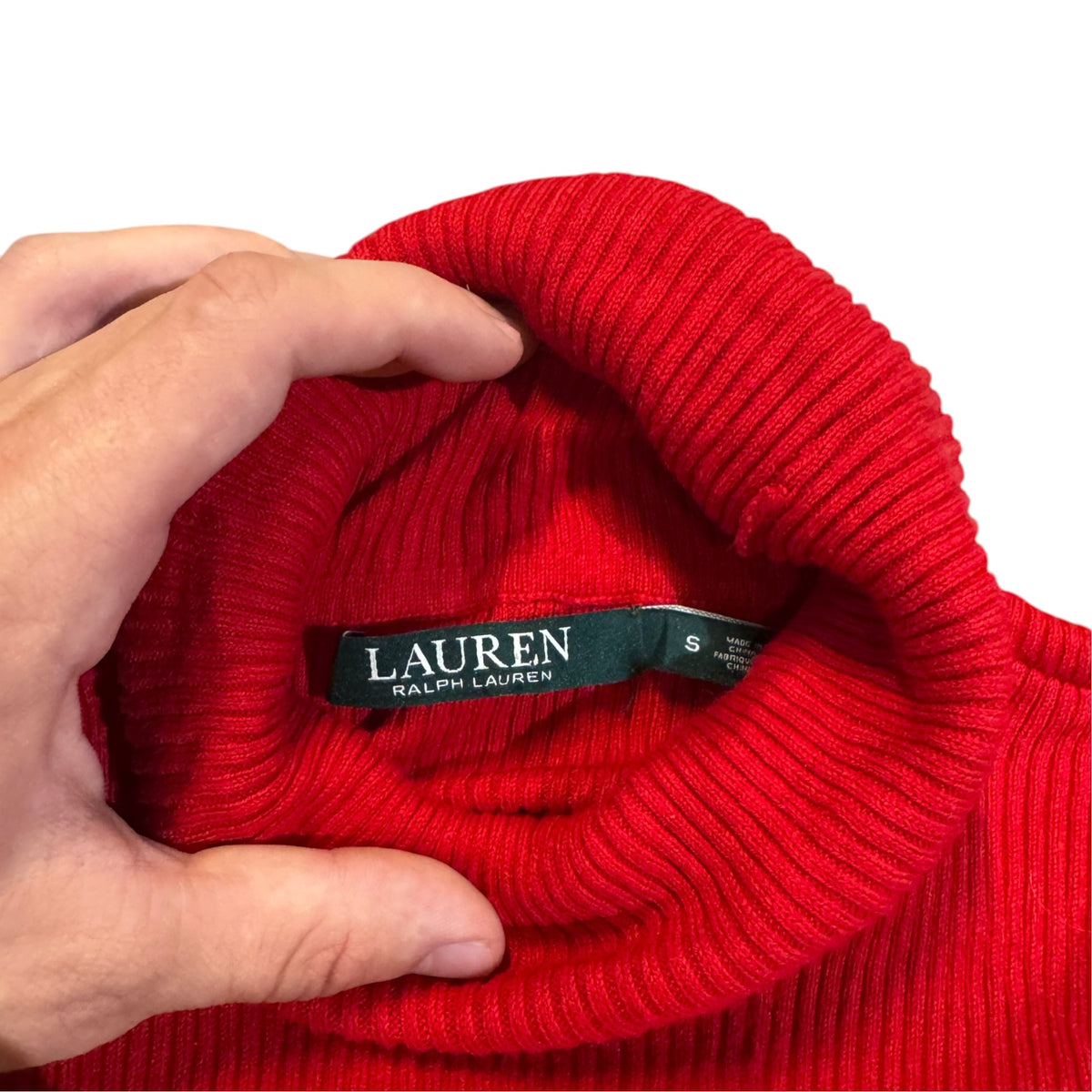 Lauren Ralph Lauren Strickpullover mit hohem Kragen — Rot · S – Etikett/Detail