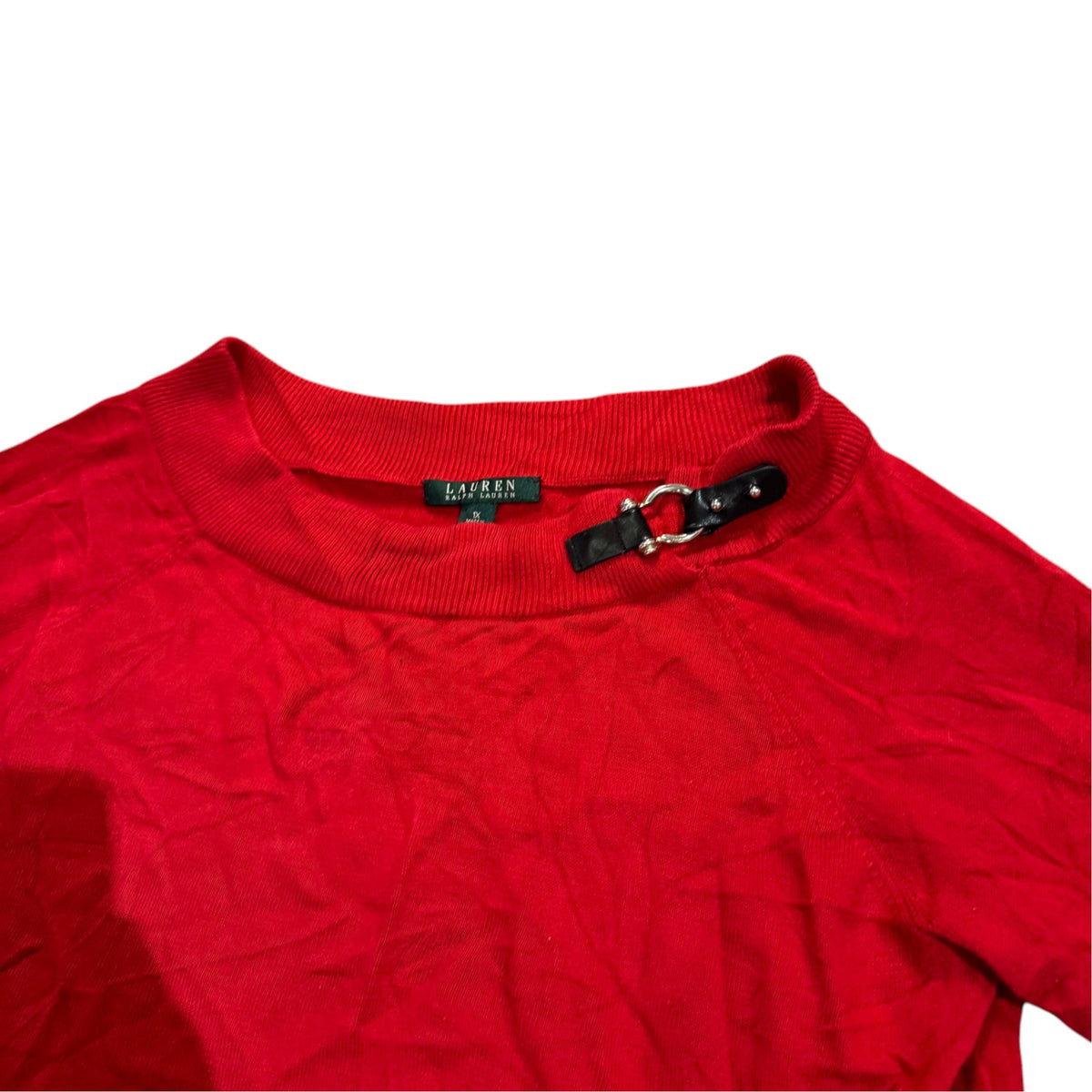 Lauren Ralph Lauren Rippstrickpullover — Rot · 1X – Detailansicht