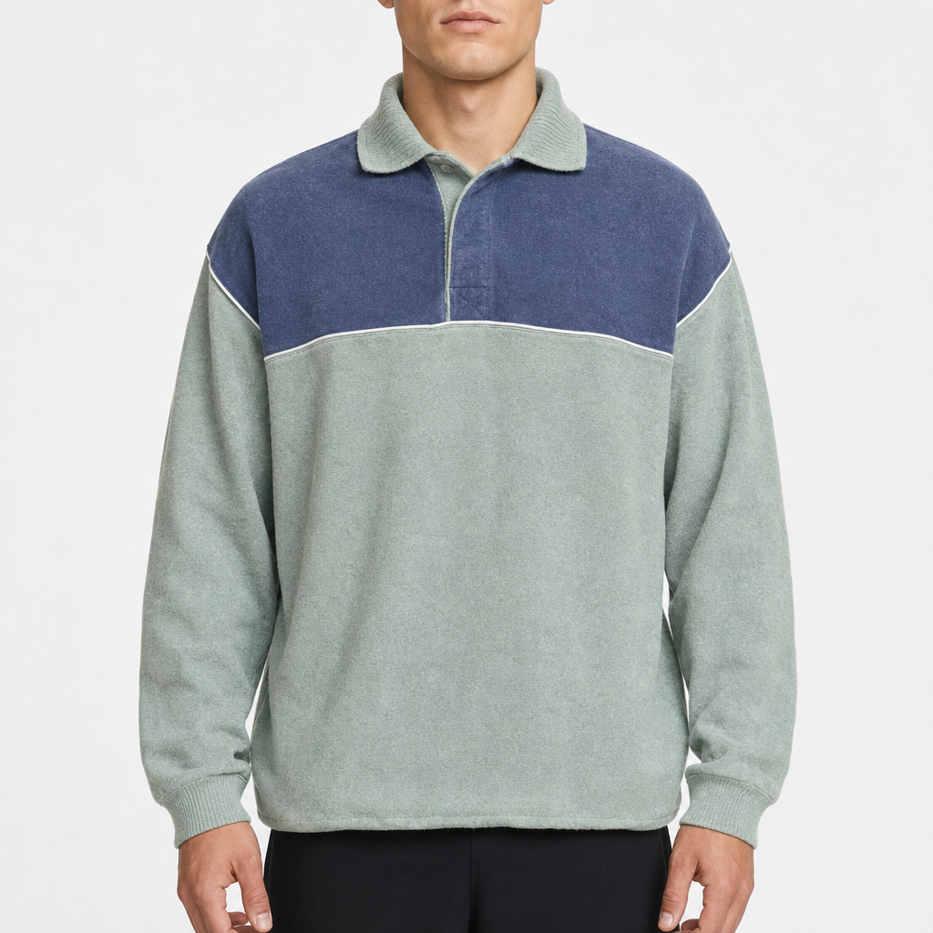 Adidas Colorblock Half-Zip – Navy/SalbeigrÃ¼n · M am Model