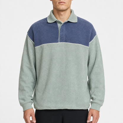 Adidas Colorblock Half-Zip – Navy/SalbeigrÃ¼n · M am Model