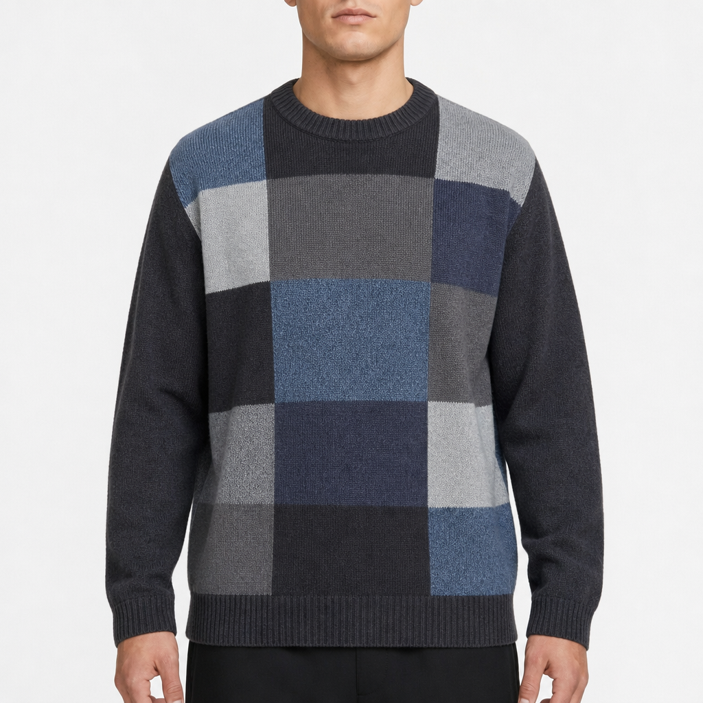 Dockers Patchwork Crewneck – Navy/Grau/Blau · L am Model