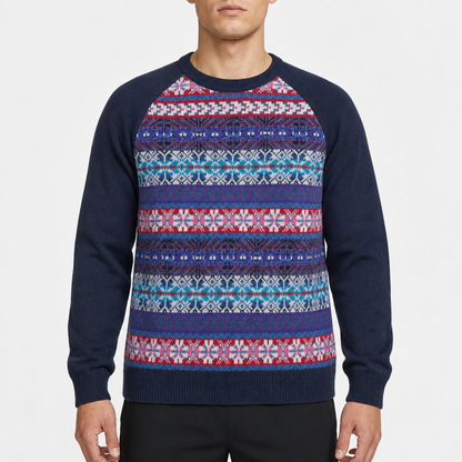 Chaps Fair-Isle Crewneck – Navy/Mehrfarbig · L am Model