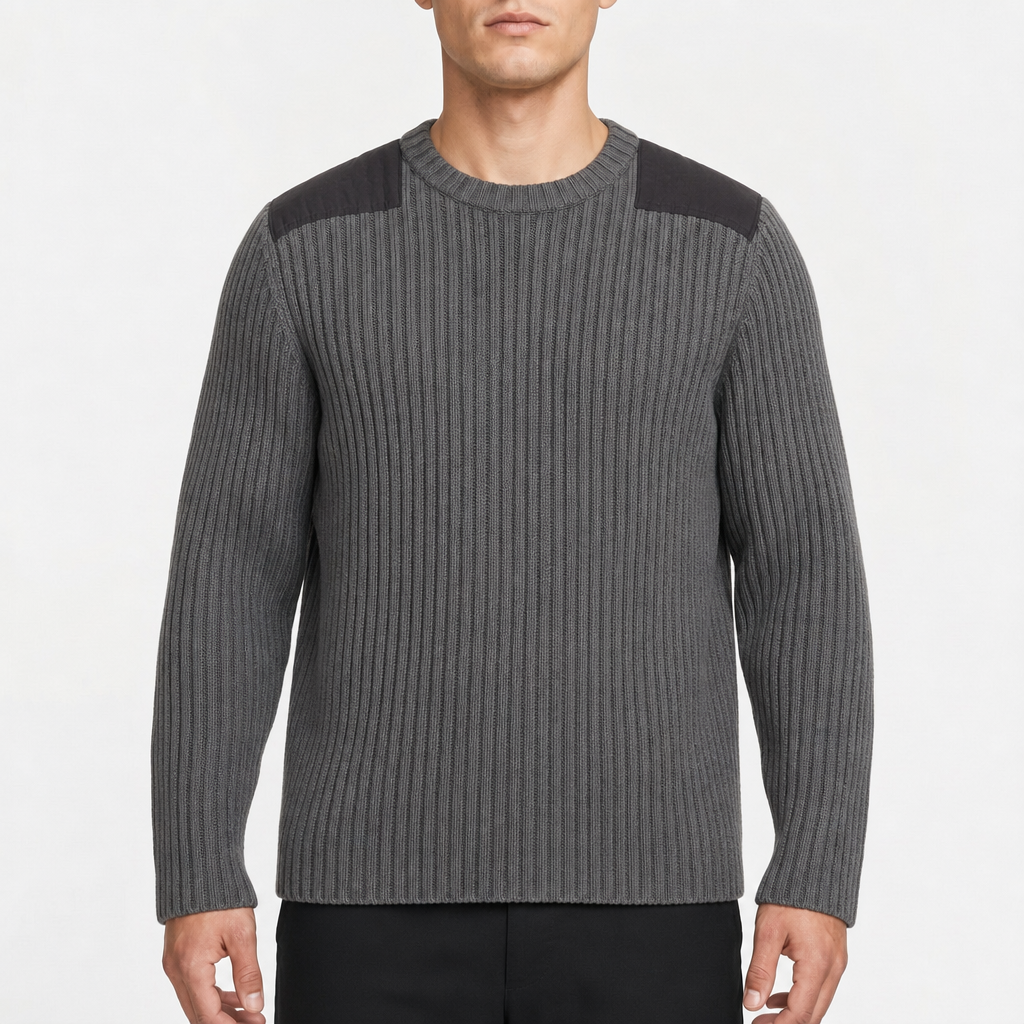 L.L.Bean Ribbed Crewneck – Anthrazit · L Regular am Model