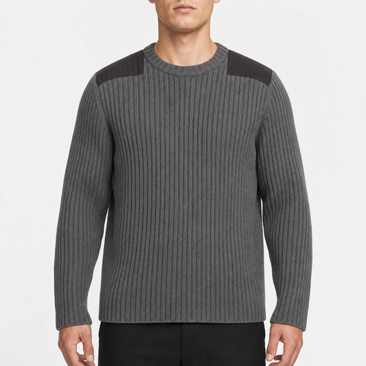 L.L.Bean Ribbed Crewneck – Anthrazit · L Regular am Model