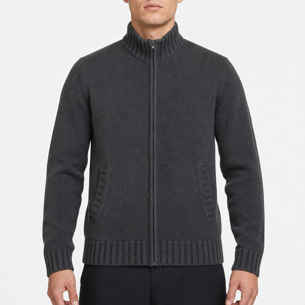 Gap Ribbed Full-Zip – Anthrazit · S am Model