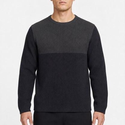Calvin Klein Jeans Ribbed Crewneck – Schwarz/Anthrazit · XL am Model