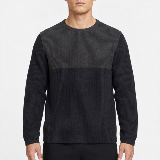 Calvin Klein Jeans Ribbed Crewneck – Schwarz/Anthrazit · XL am Model